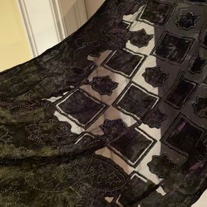 Velour and net scarf